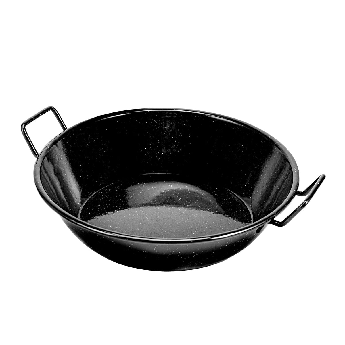 Royalford Enamel Wok Pan, 28 CM | Induction Safe Paella Pan Non-Stick Kadhai with Raised Handles | Kadai Cooking Pan for Shallow & Deep Frying | Flat Base for Even Heat Distribution, Black