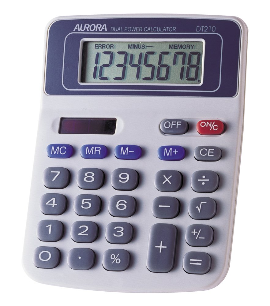 Aurora DT210 Semi Desktop Calculator, grey