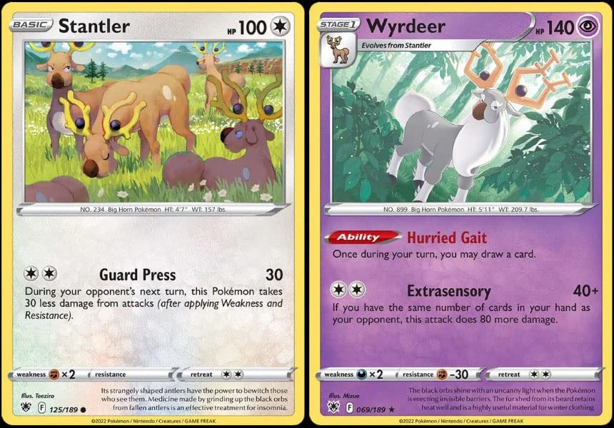 Wyrdeer 069/189 - Astral Radiance - Rare Pokemon Evolution Card Lot - Stantler