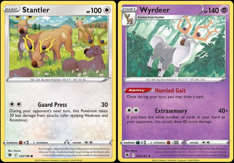 Wyrdeer 069/189 - Astral Radiance - Rare Pokemon Evolution Card Lot - Stantler