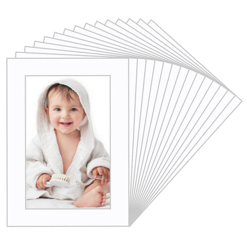 Abeillo 15 Pack 5x7 Picture Mat for 4x6 Pictures Display, Acid-Free, White Pre-Cut Frame Mattes Photo Frame Mat with Core Bevel Cut Mat Board Show Kit for Photos, Prints, Artworks