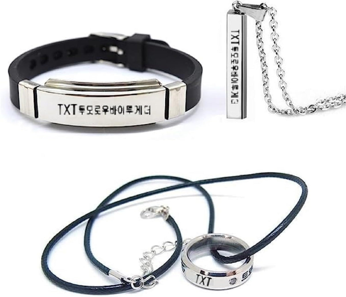 YiYiXiXi 3Pcs TXT Jewelry Gifts Set,TXT Merch Necklace Wristband Ring for Fans