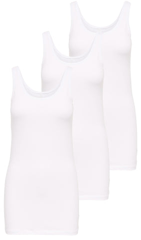 ONLY Pack of 3 Women's Tops Basic Tank Tops White, Black, Grey, Blue, Cream Women's Shirt Long Summer Shirts Top 15201465, Black (Black), M
