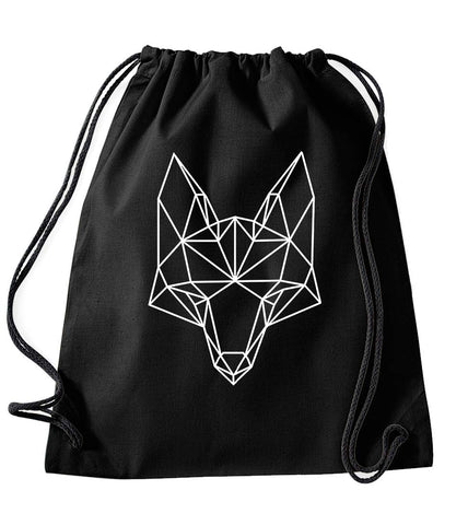 Daytripper Geometric 3D Triangular Fox Head Funny Gym Drawstring Bag School PE Kit In Black Colour Gymnastics Swimming Sport