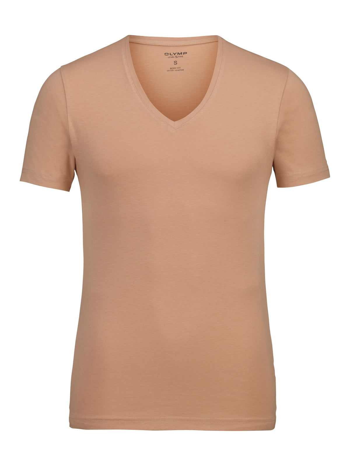 OLYMP Level Five Men's Long-Sleeved T-Shirt Plain Body Fit, Caramel 24, XL