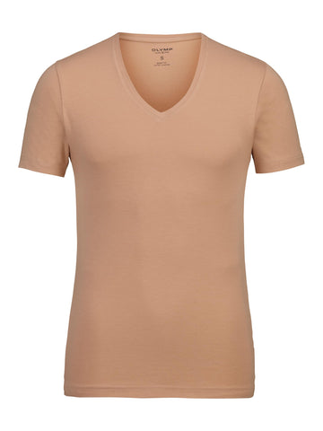 OLYMP Level Five Men's Long-Sleeved T-Shirt Plain Body Fit, Caramel 24, XL