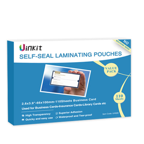 Uinkit Self Sealing Laminating Pouches, Waterproof Lamination Pouches, Permanent Adhesive 10mil Thickness 2.6x3.9inches 110Pack No Machine Needed (2.6x3.9Inchesx110Pack)