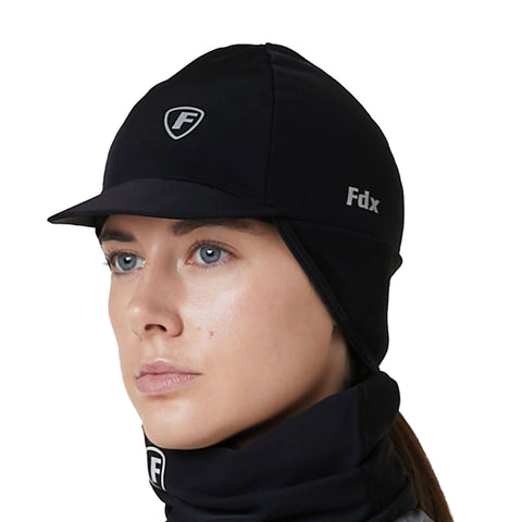 FDX Winter Cycling Cap, Windproof Thermal Heat Retention Skull Cap for Men Women, Water Resistant Under Helmet Liner Cycle Hat, Bicycle Accessories for Running, Skiing and Outdoor Black