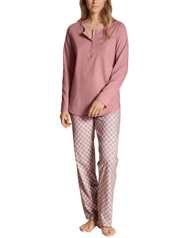 Calida Women's Lovely Nights Pajama Set, Opaque, Rose Bud, S