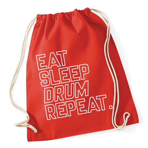 HippoWarehouse Eat Sleep Drum Repeat Drawstring Cotton School Gym Kid Bag Sack 37cm x 46cm, 12 litres