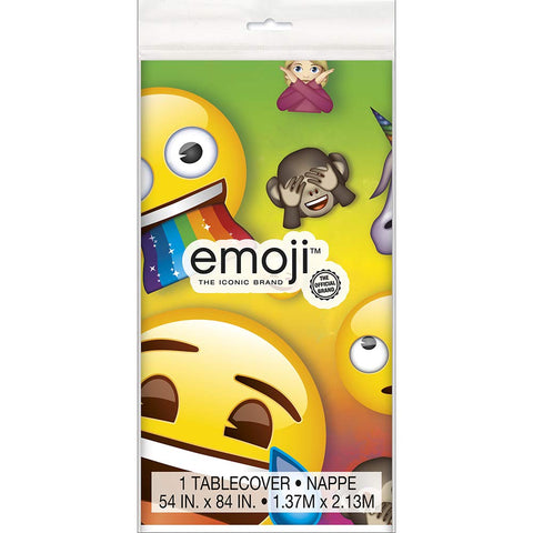 Unique Rainbow Fun Emoji Rectangular Plastic Table Cover | 54" x 84", Multi Color, 1 Pc