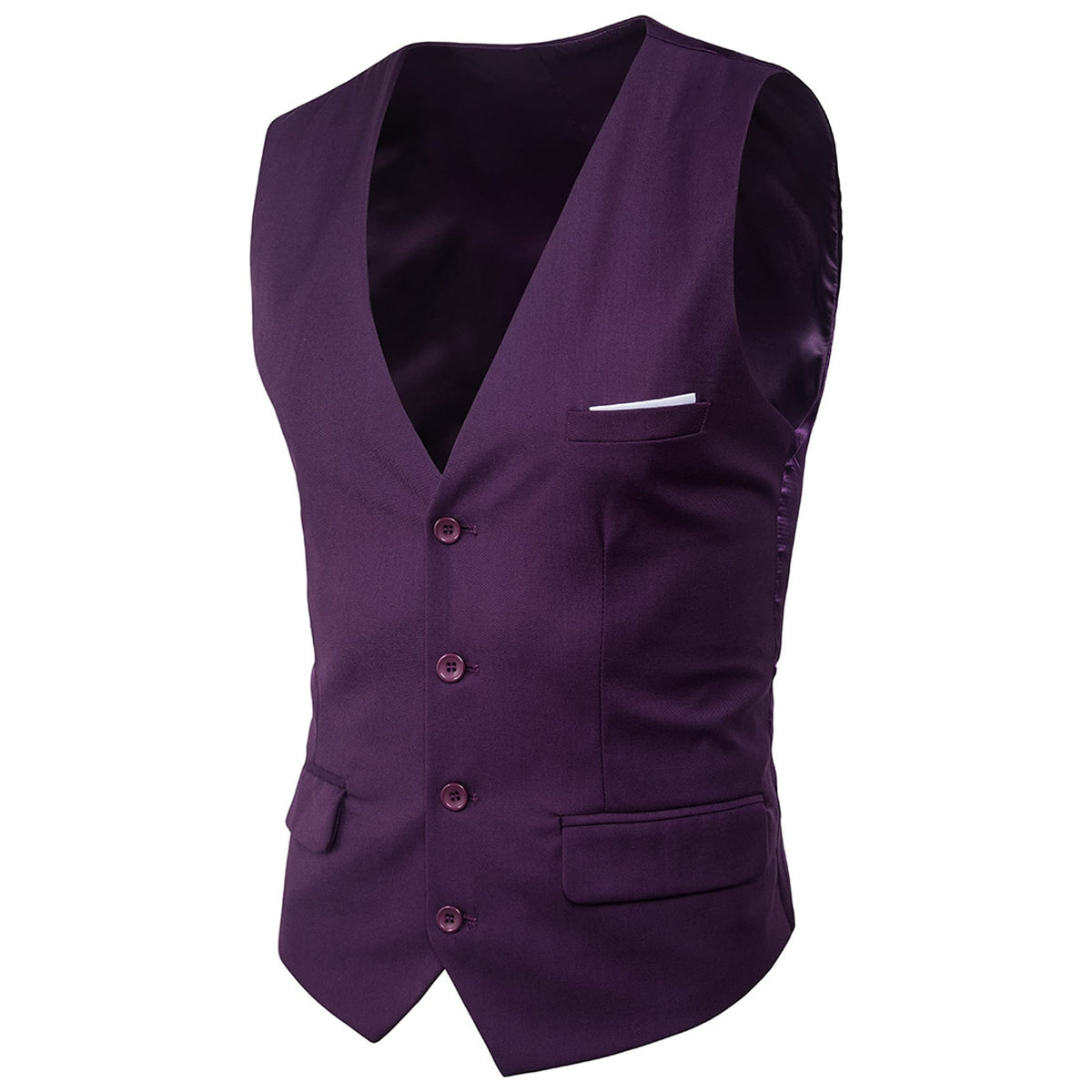 Letuwj Men's vest Slim solid color groomsmen Purple XL
