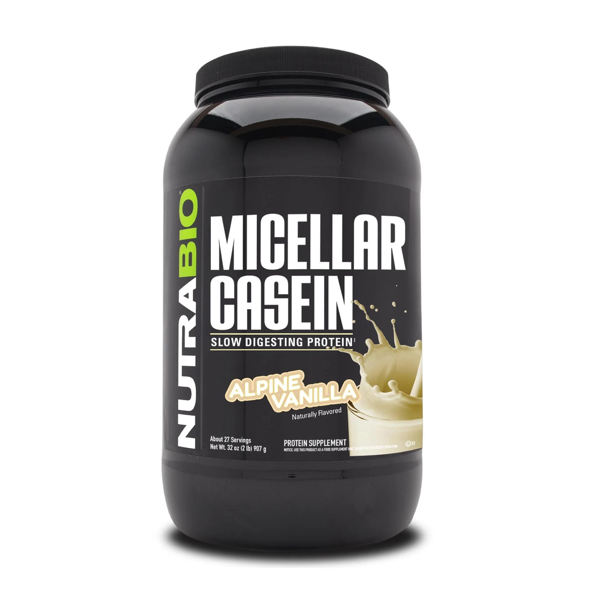 NutraBio Micellar Casein Protein Powder- Casein Protein Powder Strawberry- Slow Digesting - Muscle Growth - Essential Amino Acids - Non-GMO - Gluten & Soy Free- 2 lbs Vanilla