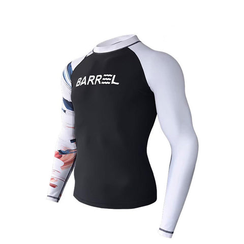 Letuwj Men's Rash Guard Sets Swimsuit Full Body Sun Protection Surfing Suit Wetsuit Long Sleeve Long Pants Black White top M