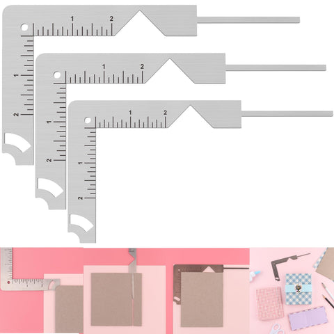 3 PCS/Sets Book Cover Guide,5-in-1 Stainless Steel Metal Bookbinding Cover Tool for Making Book Covers with Ease,Scrapbook Album Cover Making Tool Ruler Arts Crafts Creative Scrapbooking Tools