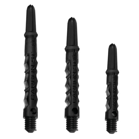 Harrows Dart Shafts Carbon ST Stems with Pyramid Rings, Medium, Black