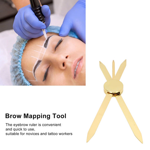 Compass Eyebrow Ruler, Adjustable Accurate Positioning Stainless Steel Material Gold Compass Design Brow Measuring Tool Brow Measuring Tool Eyebrow Extensions Shaper Tool Eyebrow Mapping Ruler
