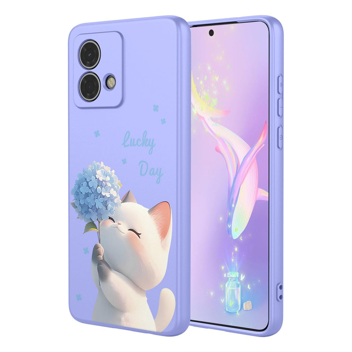 YUECXIN Case for Motorola Moto G84 5G, Ultra thin Liquid Silicone Silky Soft Touch Cute Pattern Girls Cover, with Microfiber Lining Shockproof TPU Bumper Case. Cat