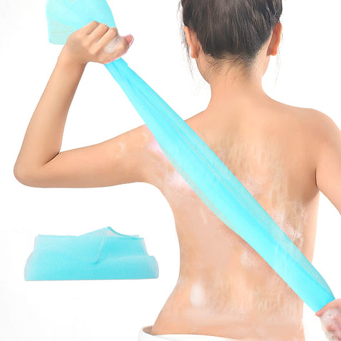 WLLHYF Exfoliating Cloth Nylon Japanese Scrub Shower Wash Cloth Body Shower Cleaning Multicolour Sponges Deep Clean Back Washer Spa Massage Bath Towel for Women Men Shower (Blue)