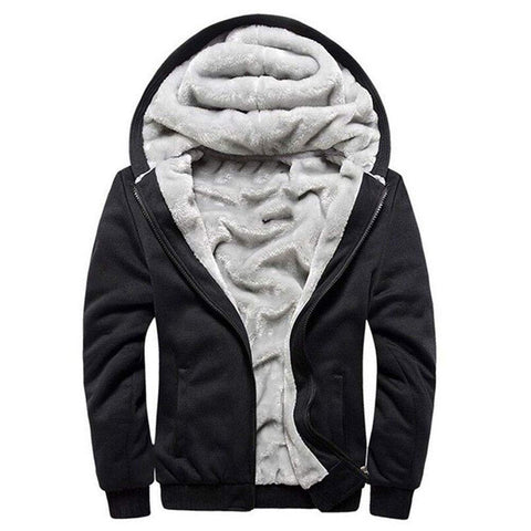 LBL Men's Hoodies Full Zip Up Fleece Jacket Casual Hooded Sweatshirt Plus Size Winter Warm Coat W11 Black 2XL