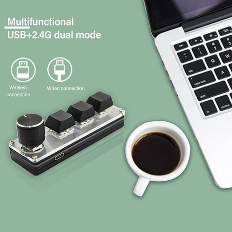 Walfront 3 Key USB Wired 2.4G Hot Swappable Programmable Gaming Keypad with Customisable Knob RGB LED Backlit for Gaming OSU Office Work