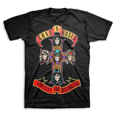 Guns N' Roses Appetite for Destruction Cross Black T-Shirt Black Small