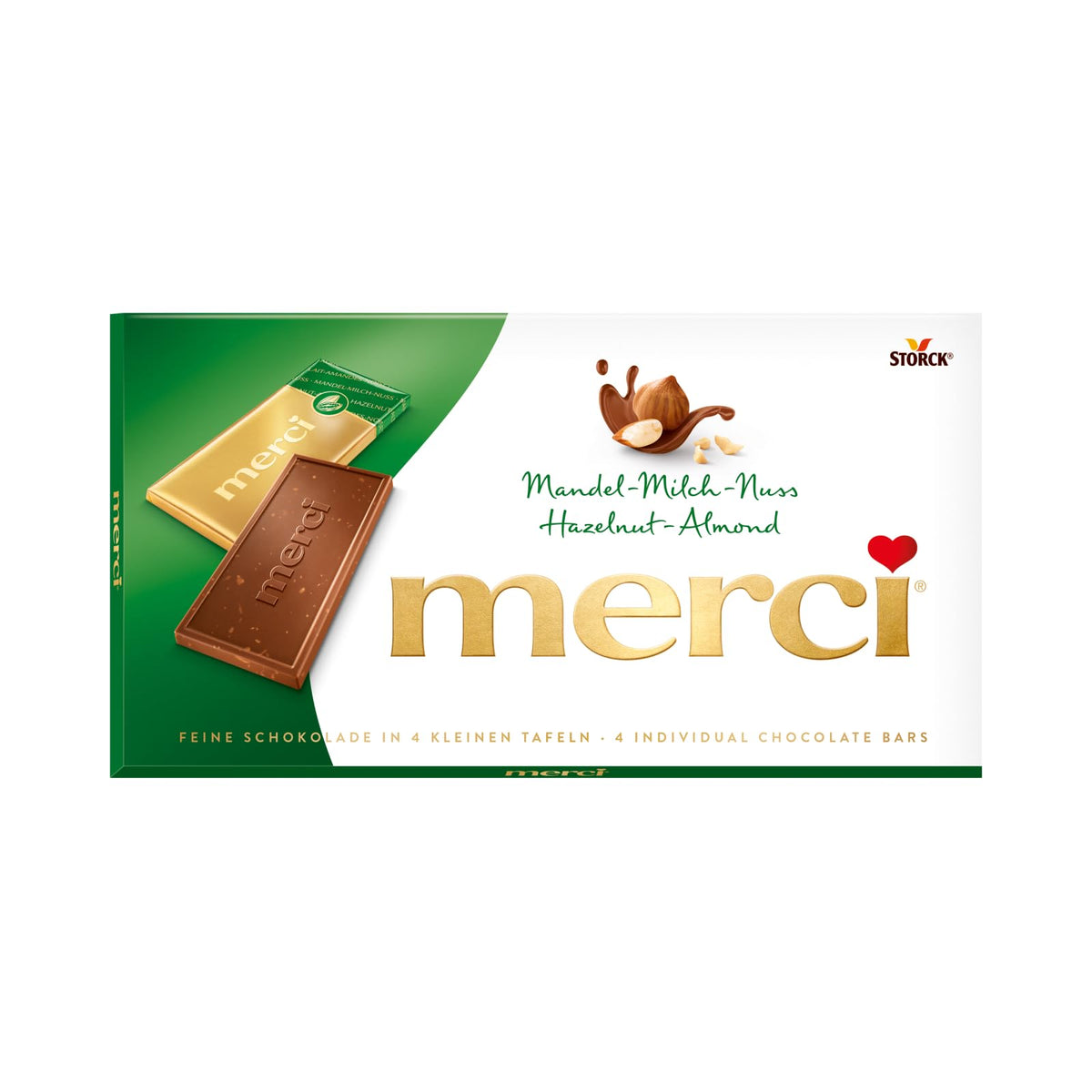 Merci - Almonds-Milk-Nuts, 4 Mini Chocolate Bars - 100gr