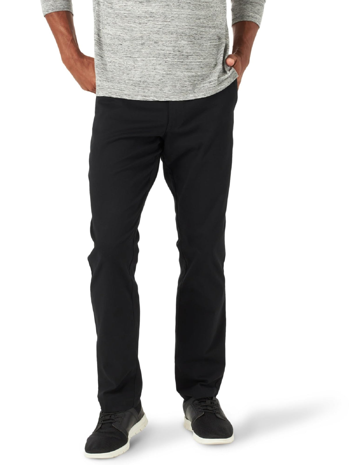 Lee Men's Extreme Motion Flat Front Relaxed Taper Pant Casual, Black, 34W x 34L