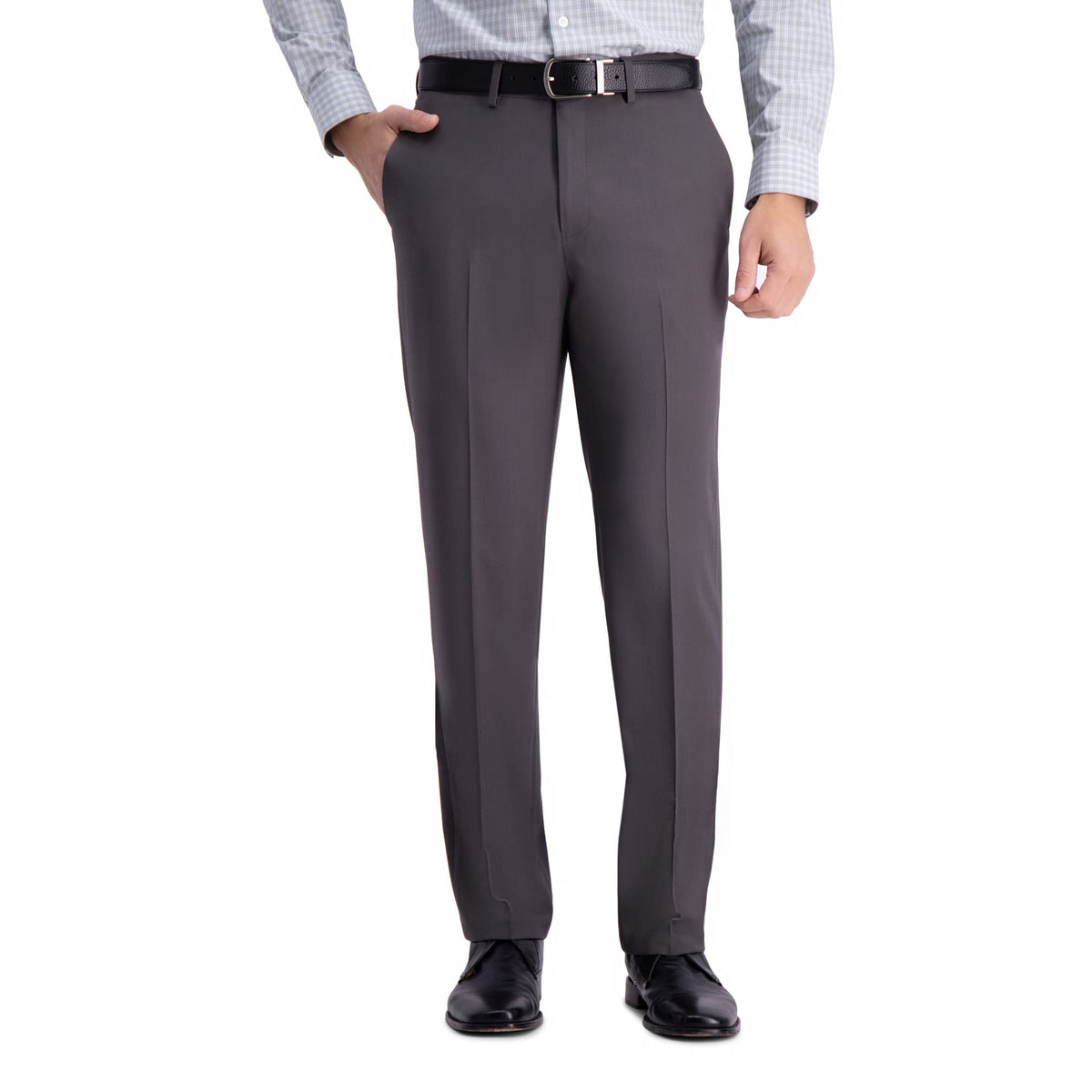 Haggar Men's Premium Comfort Dress Pant-Straight Fit Flat Front Reg. and Big & Tall, Smoke, 34W x 32L