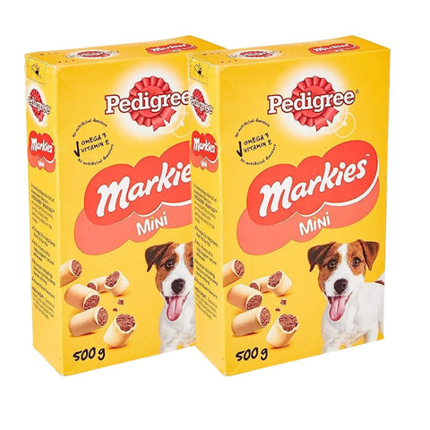 Housold 500g Pedigree Markies Mini | Dog Food Treat with Omega 3 To Help Them Keep Fit | Dog Biscuits- No Artificial Flavours | Providing Minerals, Vitamins, Calcium (Pack of 2)