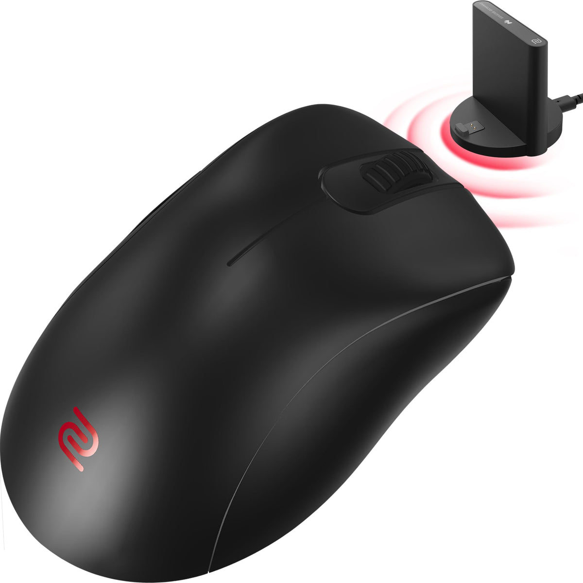 BenQ ZOWIE EC2-CW Wireless Ergonomic Gaming Mouse for Esports Enhanced Receiver 24-step Scroll Wheel Driverless Matte Black Coating Medium Size