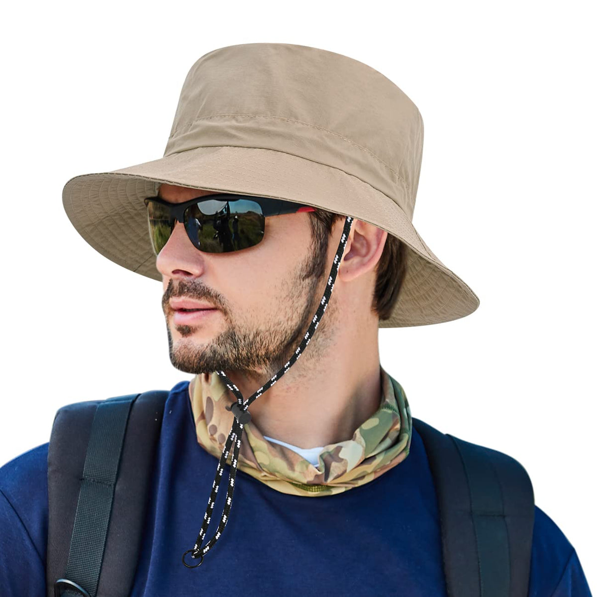 Outdoor Sun Hat Bucket Hats for Men, Summer Man Foldable Sun Protection Wide Brim Sun Hats Beach Hat UPF 50+