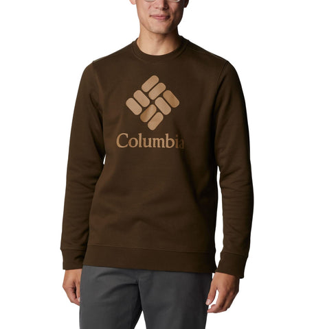 Columbia Men's Trek Crew Sweater, Olive Green/CSC Stacked Graphic, L