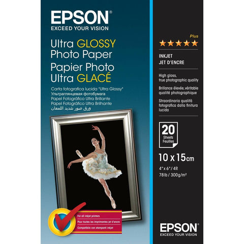 Epson Photo Paper Ultra Glossy,White,10X15 20Shts 300Gr