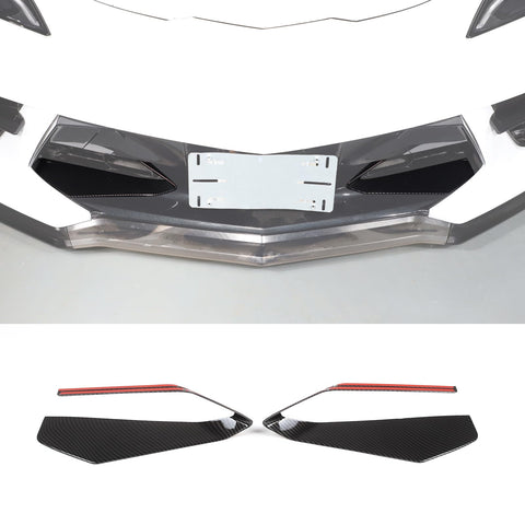 Front Intake Grill Trim Frame Compatible with Chevrolet Corvette C8 2020-2024, ABS Front Bumper Air Inlet Vent Grille Cover Trim Accessories, 2PCS (Carbon Fiber Pattern)