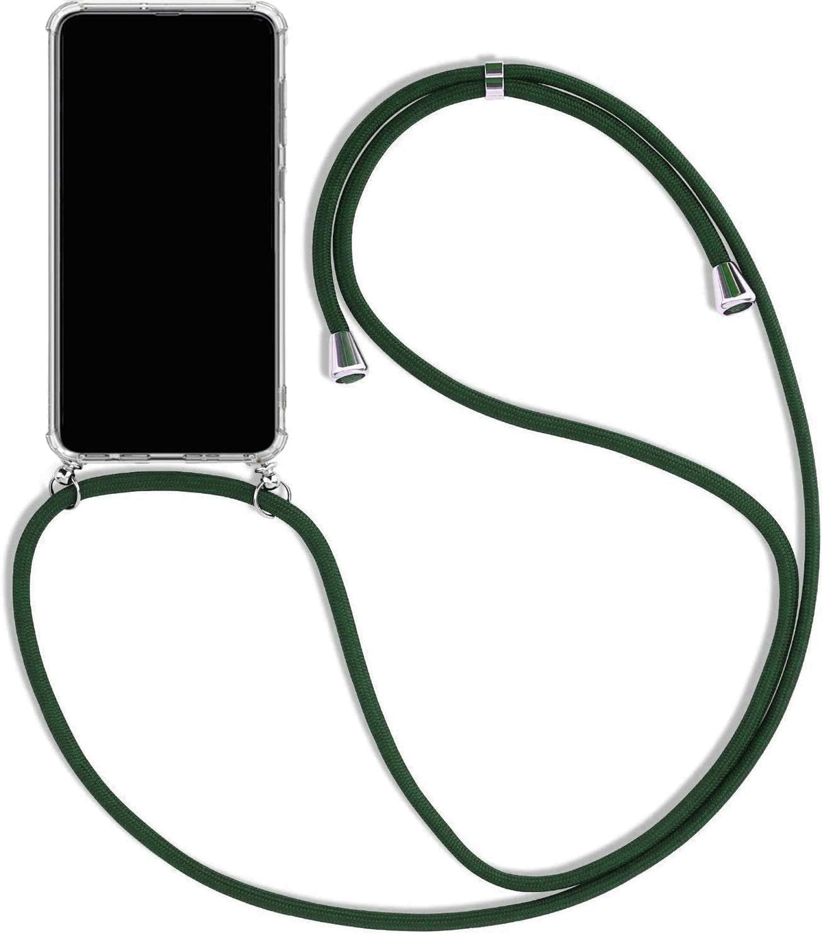 Necklace Clear Silicone Case Compatible for iPhone 16 Pro Max -Cover with Neck Strap Clear TPU Phone Chain Case Crossbody Necklace Cord Transparent Silicone Case, Scratch-Resistant Case,Dark green