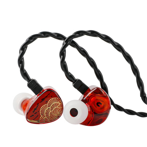 Linsoul TANGZU x HBB XuanNv in Ear Monitor, 2 Dynamic Driver HiFi IEM Earphones, Wired Gaming Earbuds with 3D Printed Resin Shell, Detachable 2Pin Single Crystal OFC Cable (Red, Without Mic)