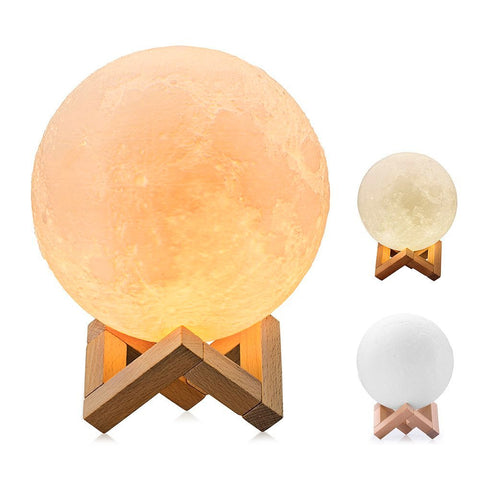 MAYROUND Moon Lamp, 12cm/4.7inch Full Moon Lamp Lighting LED Night Light Modern Lamp [Touch Control][USB Rechargeable][Free Wooden Stand] Home Decorative Lamp Gift for Kids,Children(12cm)
