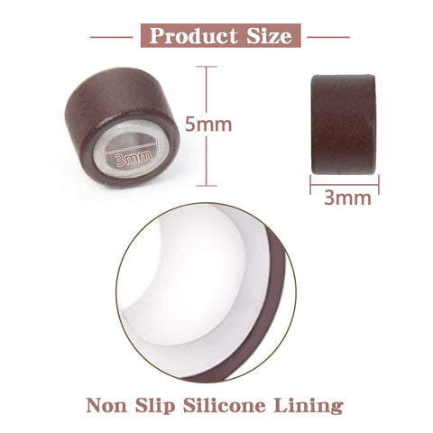 Vlasy 100 Pcs Silicone Micro Rings for I Tip Hair Extensions 5mm Micro Nano Beads Micro Links Hair Beads (Brown)