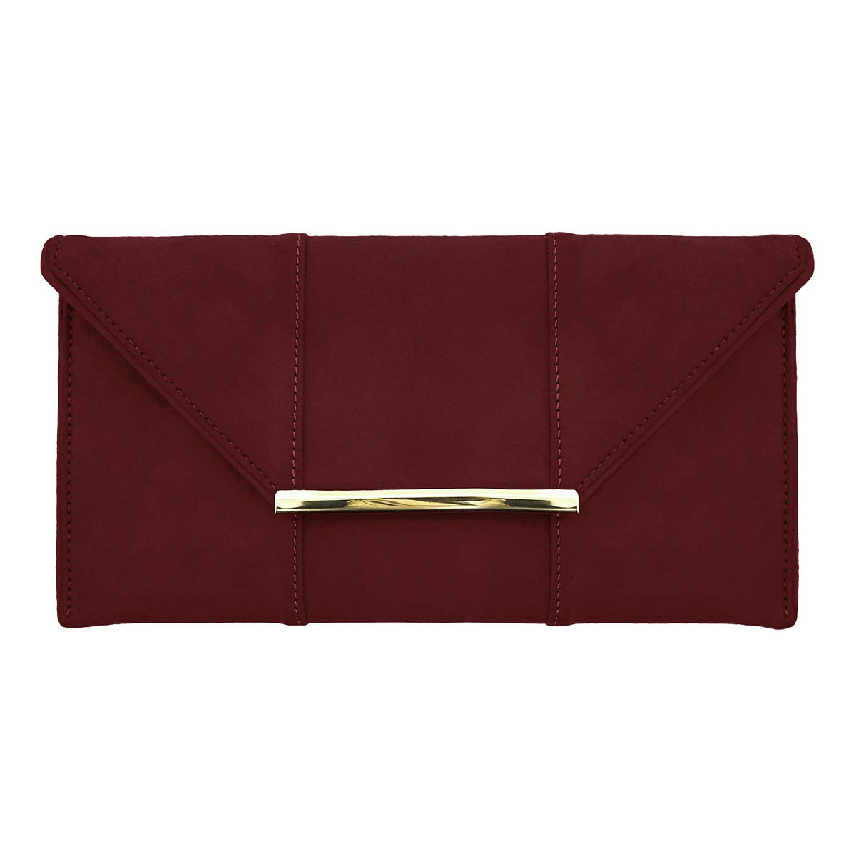 JNB Faux Microsuede Envelope Clutch, Burgundy, M