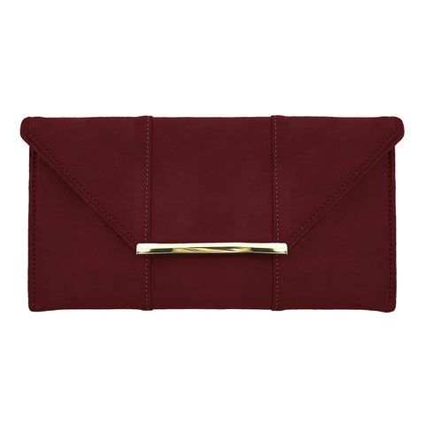 JNB Faux Microsuede Envelope Clutch, Burgundy, M