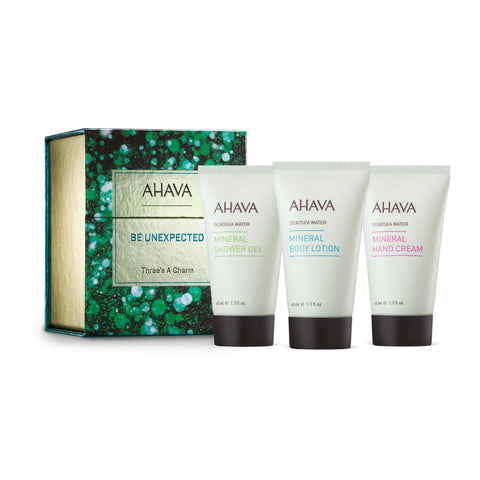 AHAVA ThreeÃ¢â‚¬â„¢s A Charm Gift Set, Includes Mineral Body Lotion 40ml, Mineral Hand Cream 40ml, and Mineral Shower Gel 40ml