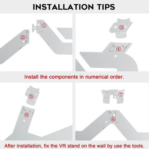 (1 Set) Orzero VR Wall Mount Stand Compatible for Quest 3, Quest 2, Quest, Rift, Rift S, Pico 4, Valve Index, HTC Vive VR Headset, Controller Hook Display Holder - White