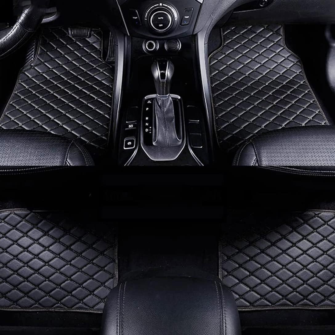 WBLDP-SDGT Leather Car Floor Mats for Hyundai Tucson IV (facelift 2024), Waterproof Floor Mat Front Rear Row Carpet Protection Set Liners,Black