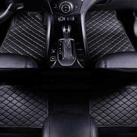 WBLDP-SDGT Leather Car Floor Mats for Hyundai Tucson IV (facelift 2024), Waterproof Floor Mat Front Rear Row Carpet Protection Set Liners,Black