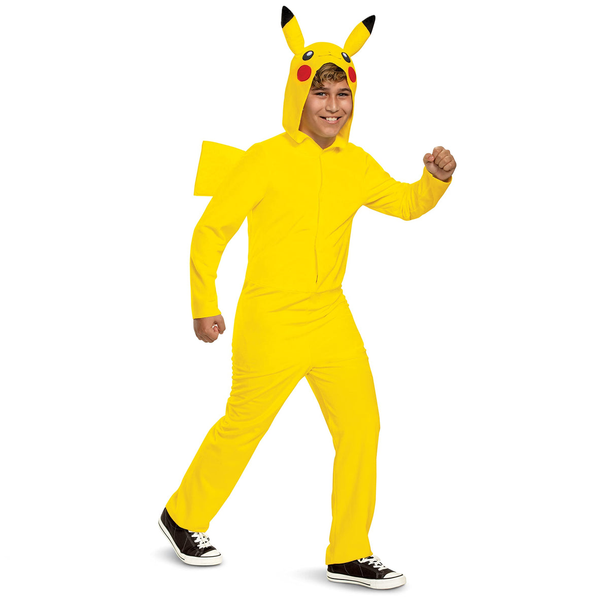 Pikachu Costume for Kids, Official Pokemon Costume Hooded Jumpsuit, Child Size Extra Large (14-16)