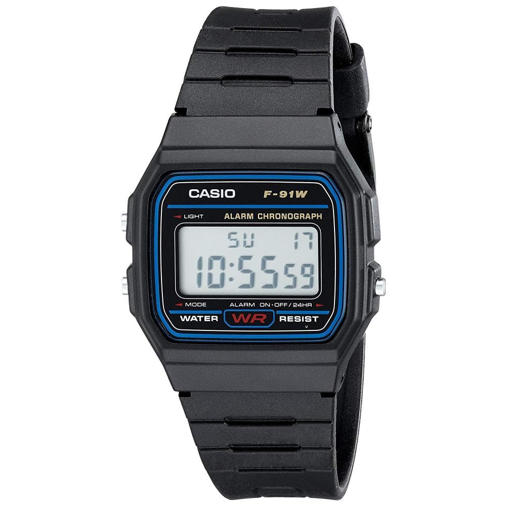 Casio F91W-1 Classic Water Resistant Black Digital Wrist Watch,Resin Strap Band