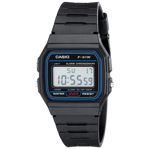 Casio F91W-1 Classic Water Resistant Black Digital Wrist Watch,Resin Strap Band