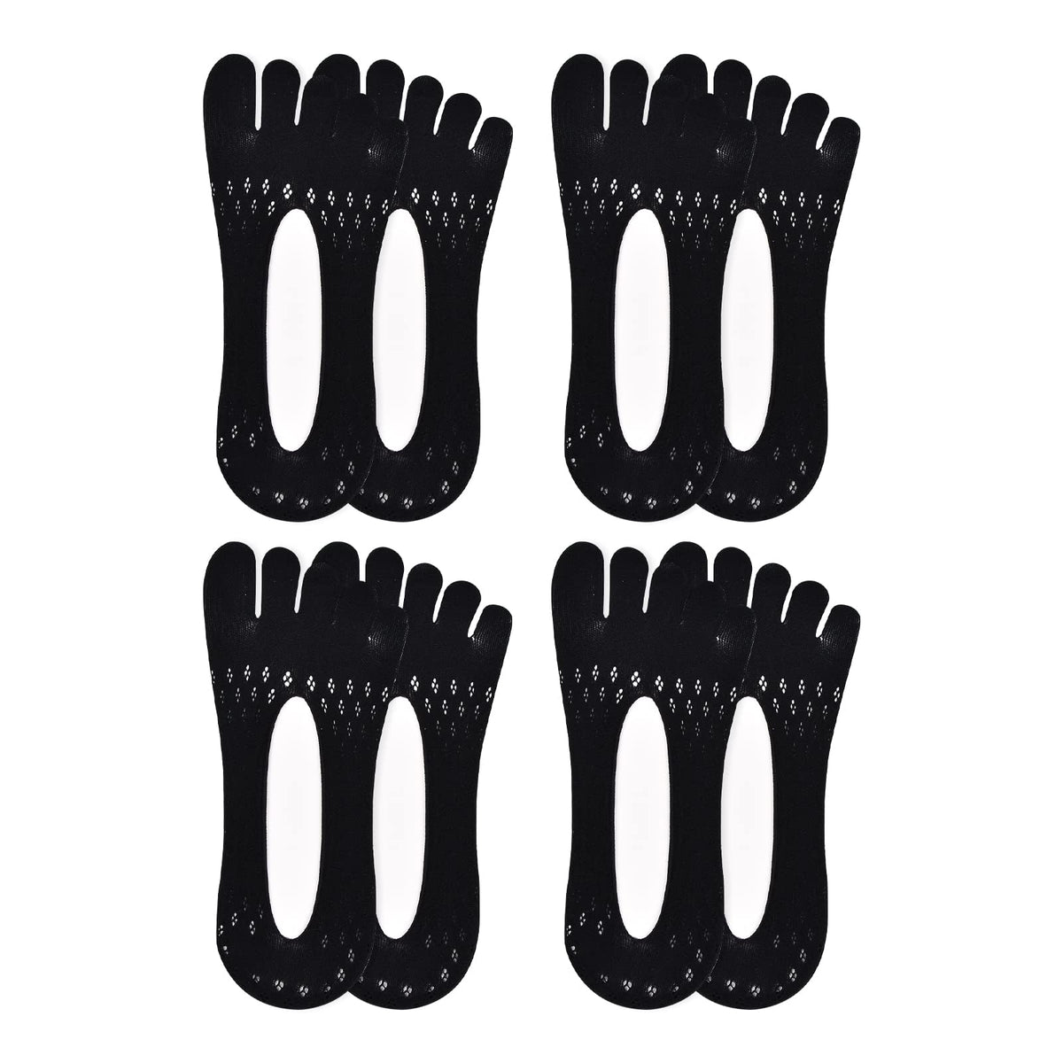 Vesaneae Five Finger Socks, Soft Low-Cut Ankle Sock, Women's Yoga Socks, Socks for Pilates, Breathable Socks for Women, Orthopaedic Compression Socks, Lady Invisible Socks, black, 10