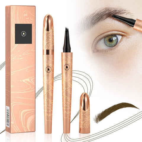 Generic 2024 New Magic Eyebrow Pencil, 3D Waterproof Microblading Eyebrow Pencil Contouring Pen 4 Fork Tip, Natural Fine Stroke Microblading Eyebrow Pencil (2PCS, Dark Brown)